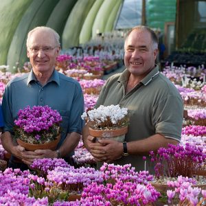 John with Philip Baulk in the cyclamen house at Ashood