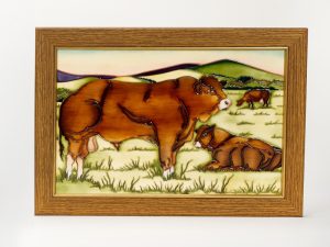 Moorcroft Pottery Countryside Collection Limousin Bulls Plaque PLQ2-0